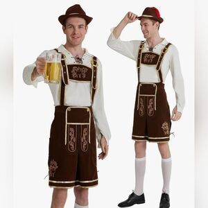 🔥⏭️NWT Brown Bavarian Oktoberfest Lederhosen Men's XLarge